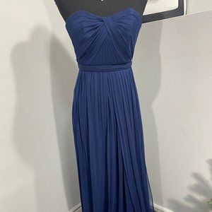 Elegant Navy Strapless Evening Gown